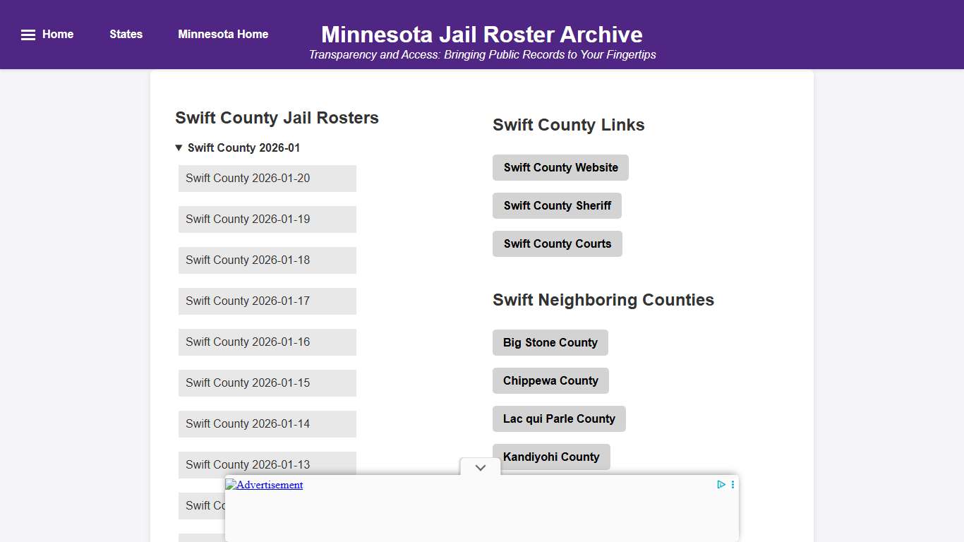 Swift County - Minnesota Jail Rosters